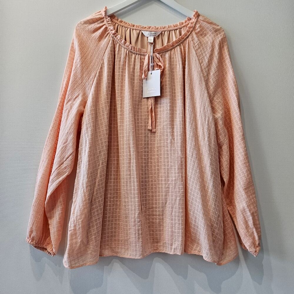 Lauren Conrad LC Light Orange Long Sleeve Flowy Blouse Size XXL